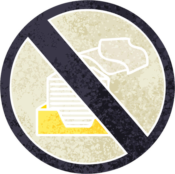 复古插画风格的卡通纸禁令标志图片下载