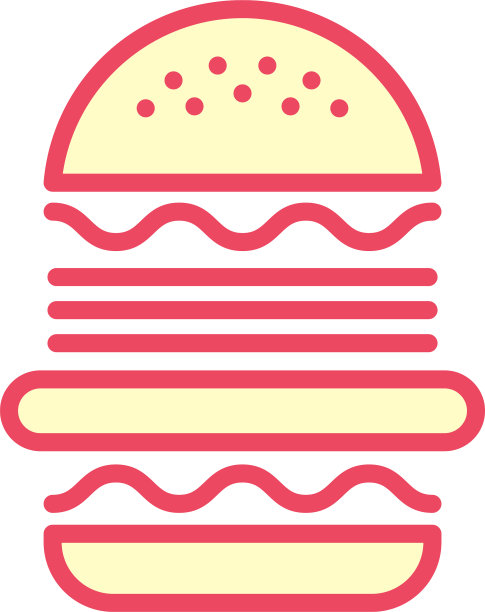 汉堡图标。汉堡的标志。快餐线标志。图片下载