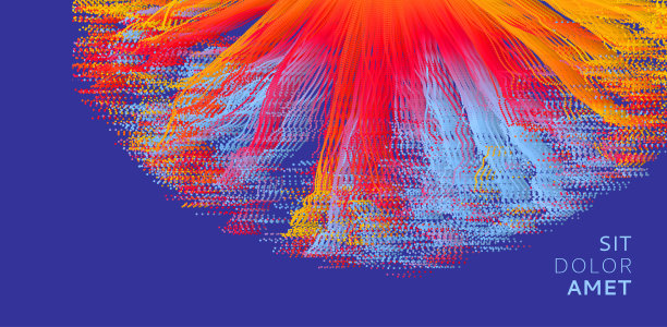 点爆炸。封面设计模板。背景与地方为您的文本。带有动态发射粒子的阵列。三维矢量插图。图片下载