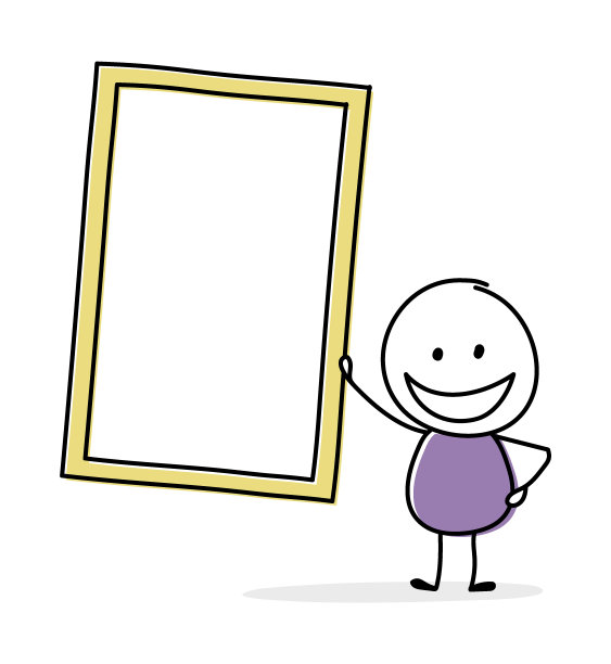 快乐棍人与空板符号。向量图片下载