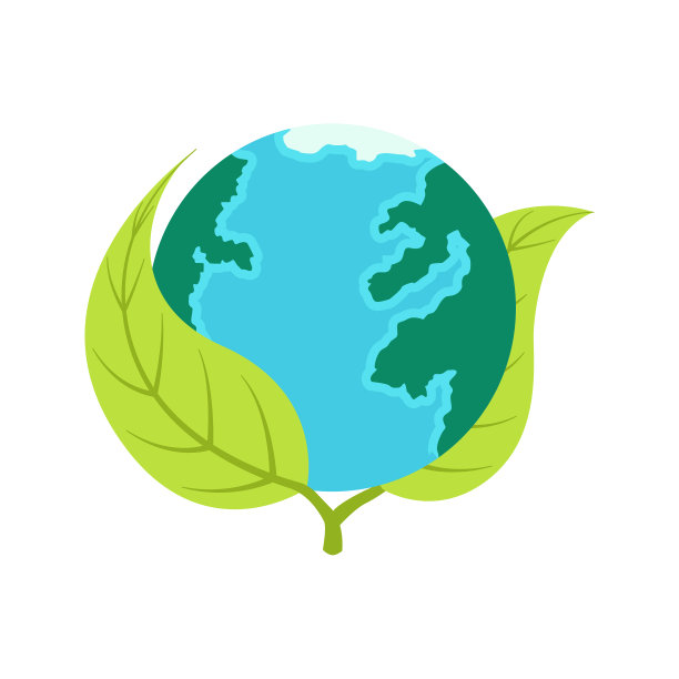 地球插图设计与植物饰品和手的符号。国际地球日设计图片下载