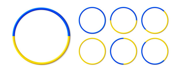 细圆蓝黄边，有阴影图片下载