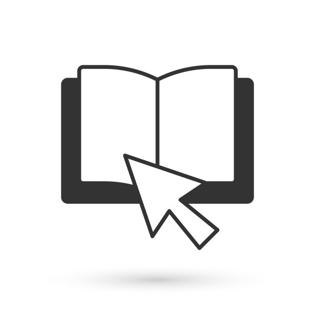 灰色在线图书图标孤立在白色背景上。互联网教育理念，电子学习资源，远程在线课程。向量图片下载