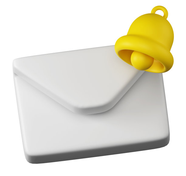 3D白色信封电子邮件铃声提醒图标标志通知说明图片下载