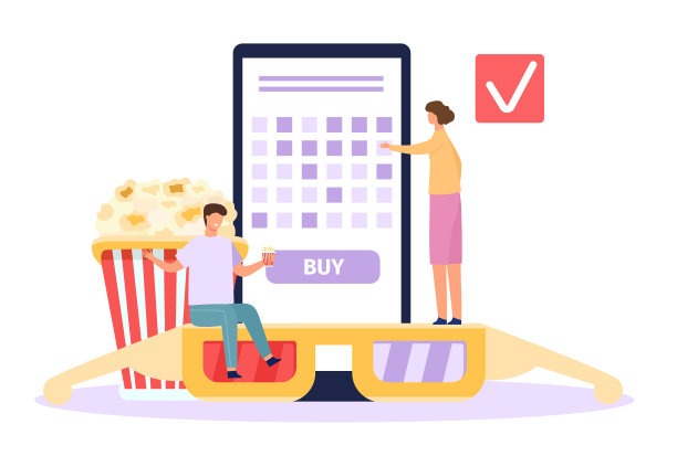 电影行业，电影院或网上购买观影概念票图片下载