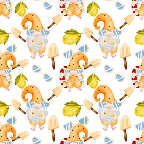 可爱的地精夏日无缝图案图片下载