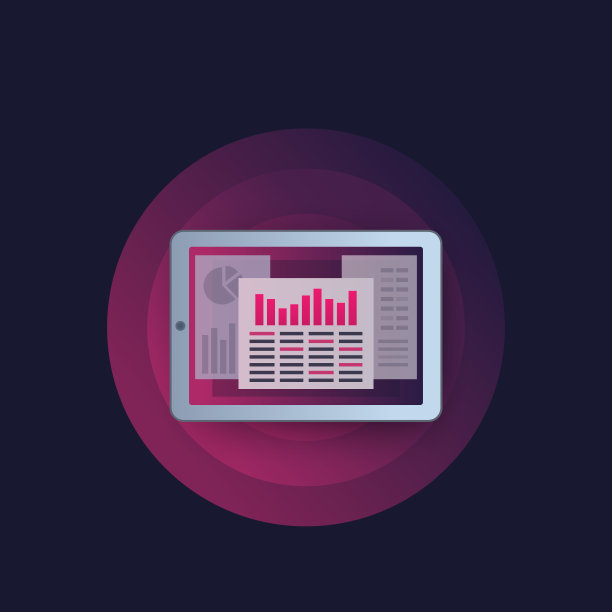 数据分析，统计图表和电子表格在平板矢量图标图片下载