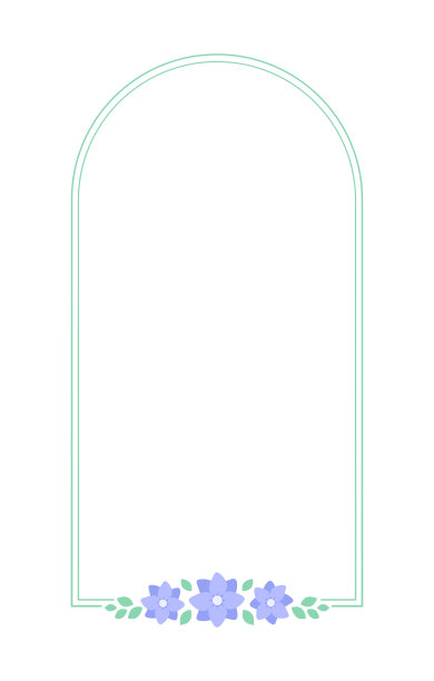 花粉彩铁线莲拱框架。植物花卉边界矢量插图。简单优雅的浪漫风格，婚礼活动，标志，标志，标签，社交媒体帖子等。图片下载