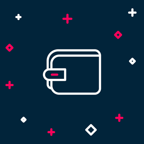 线钱包图标隔离在蓝色背景上。钱包图标。现金储蓄符号。彩色轮廓概念。向量图片下载