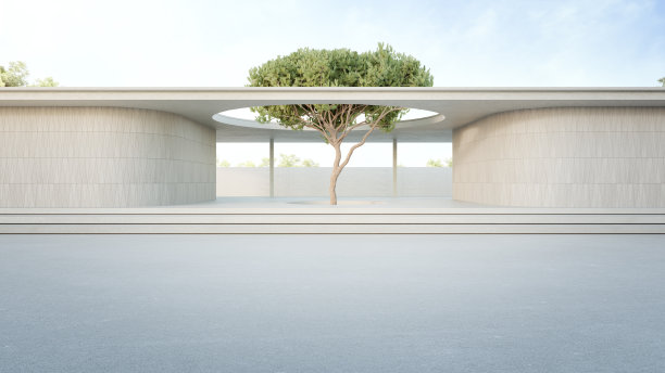 现代建筑的最小建筑设计3D渲染。图片下载