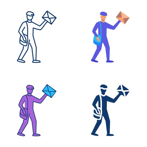 邮差与信件图标集图片下载