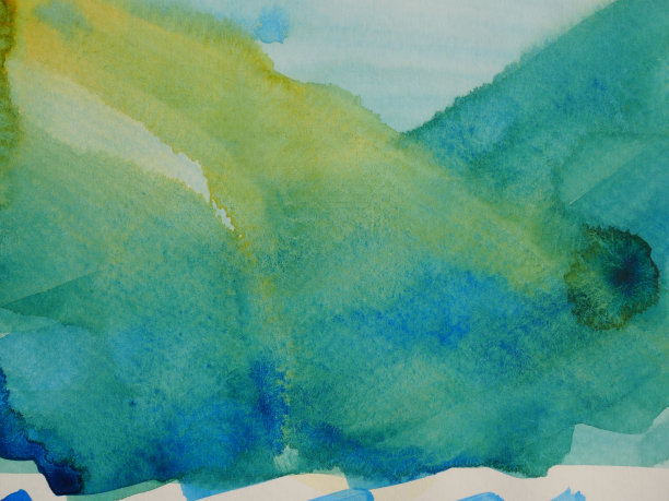 抽象的背景和纹理图案蓝色与黄色和绿色在白色背景上流动图片下载