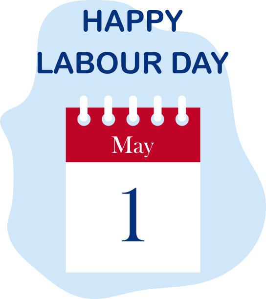 在日历上5月1日劳动节快乐。矢量图图片下载