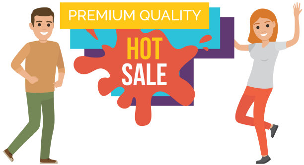 在广告海报附近有一男一女跳舞的销售横幅。人们喜欢折扣图片下载