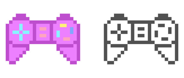 复古的手柄图标。像素风格的矢量插图图片下载