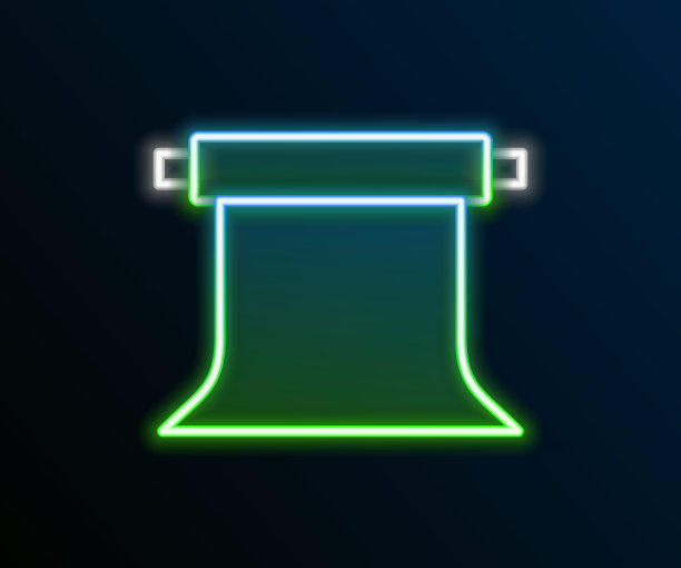 发光的霓虹灯线空照相馆图标孤立在黑色背景。屏幕的背景。彩色轮廓概念。向量图片下载