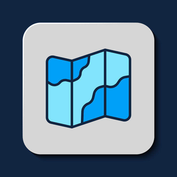 露营和徒步旅行的地图图标孤立在蓝色背景。向量图片下载