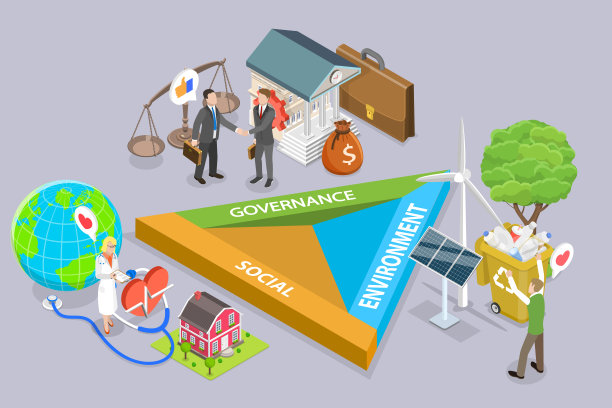ESG的三维等距平面矢量概念图代表环境、社会和公司治理图片下载