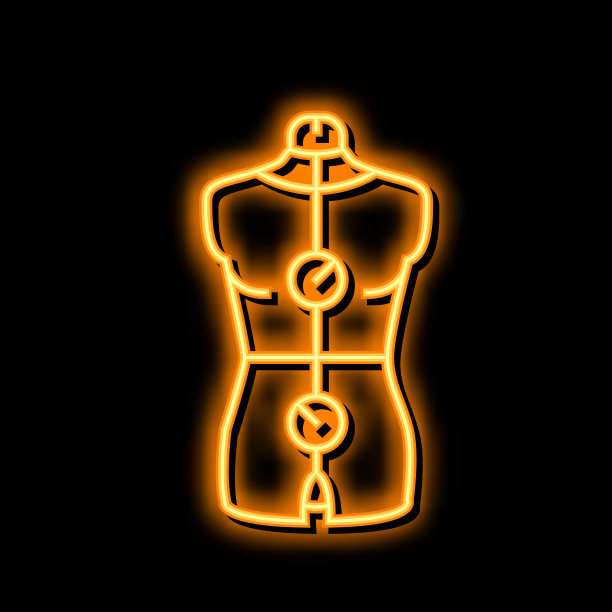 人体模型设备霓虹灯发光图标说明图片下载