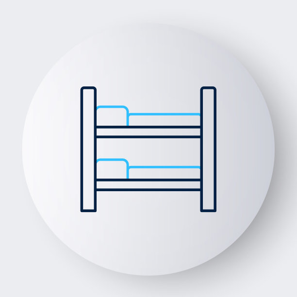 线上下铺床图标隔离在白色背景上。彩色轮廓概念。向量图片下载