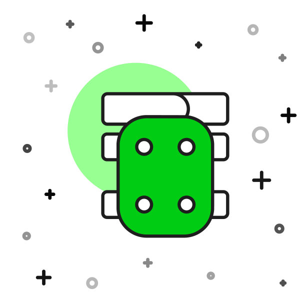 填充轮廓护膝图标孤立在白色背景。极限运动。滑板、自行车、轮滑防护装备。向量图片下载