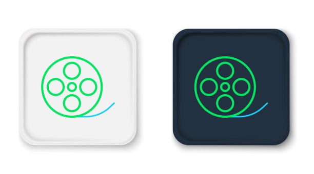 线电影卷轴图标孤立在白色背景上。彩色轮廓概念。向量图片下载