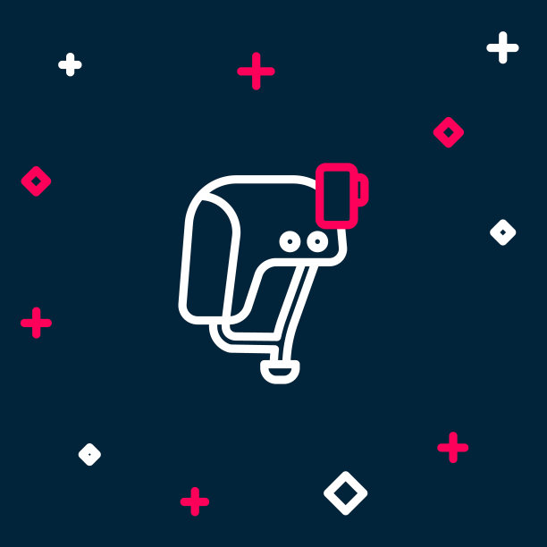 线条滑板头盔图标隔离在蓝色背景上。极限运动。运动设备。彩色轮廓概念。向量图片下载