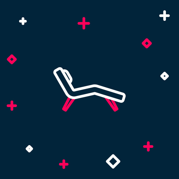 线条扶手椅图标隔离在蓝色背景上。彩色轮廓概念。向量图片下载