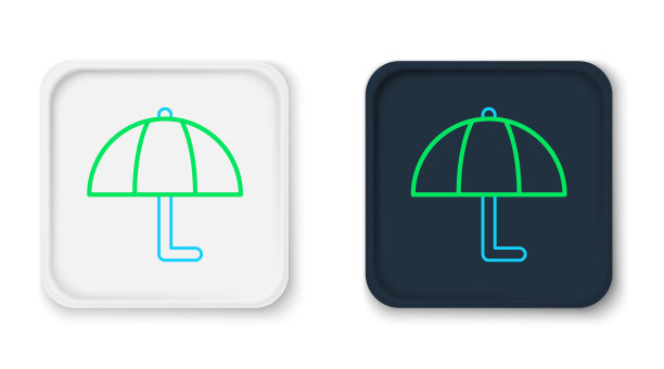 线伞图标孤立在白色背景。保险的概念。防水图标。保护、安全、保障理念。彩色轮廓概念。向量图片下载