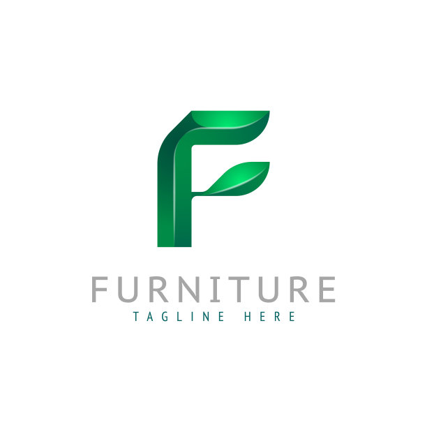 3d字母生态叶标志，绿色字体字母，矢量插图10EPS图片下载