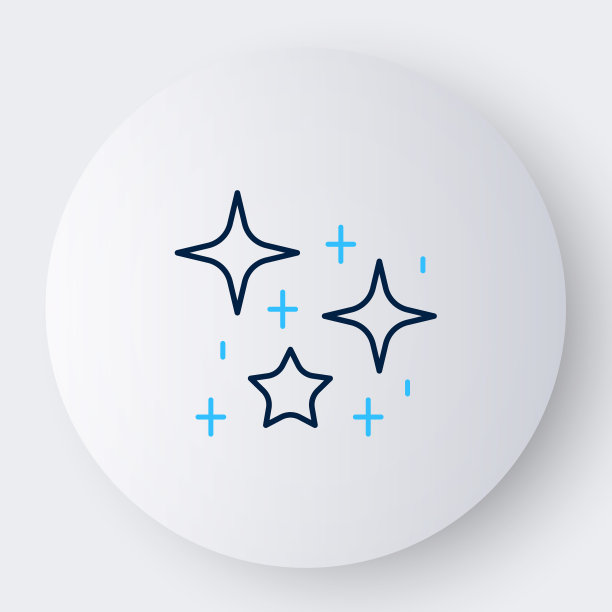 线条闪烁星星与神奇的闪光粒子图标隔离在白色背景上。神奇的圣诞装饰。彩色轮廓概念。向量图片下载