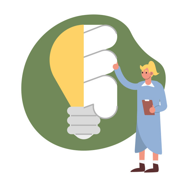 研究人员比较白炽灯和环保螺旋灯泡颜色二维矢量图形图片下载