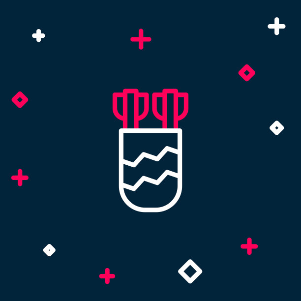 线条颤动与箭头图标隔离在蓝色背景。彩色轮廓概念。向量图片下载