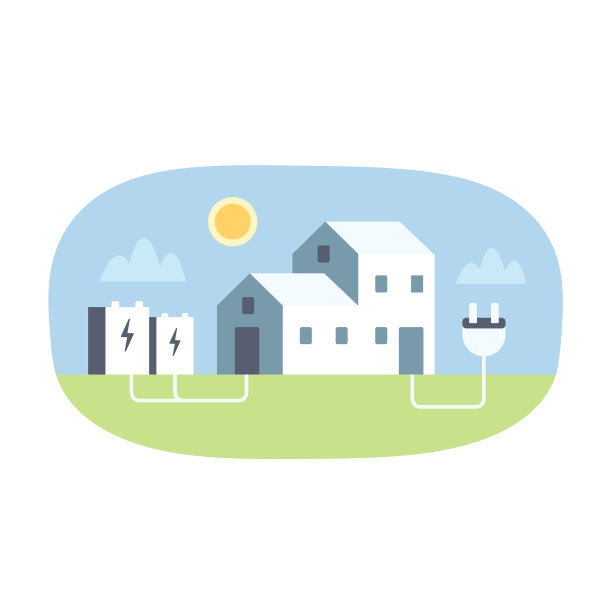 自主充电站彩色二维矢量图形图片下载