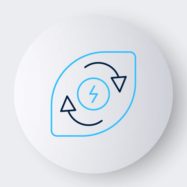 线水能量图标孤立在白色背景。生态学概念与水滴。替代能源的概念。彩色轮廓概念。向量图片下载