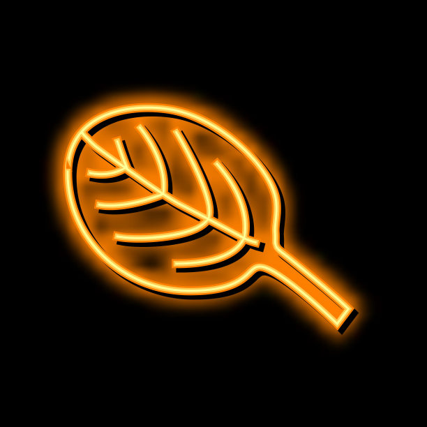 叶子菠菜霓虹灯发光图标插图图片下载