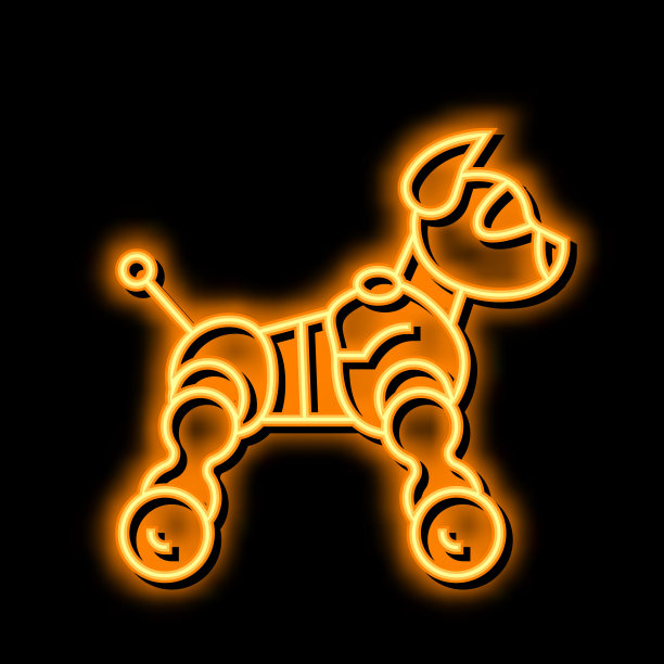 玩具机器人霓虹灯发光图标说明图片下载