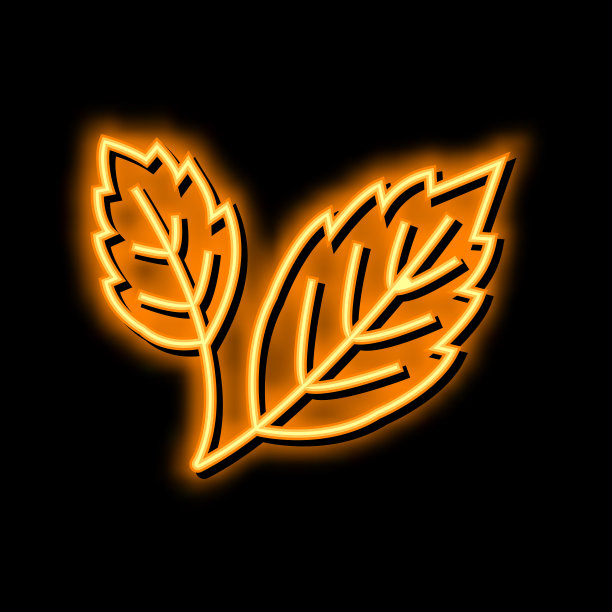 秋叶霓虹辉光图标插图图片下载