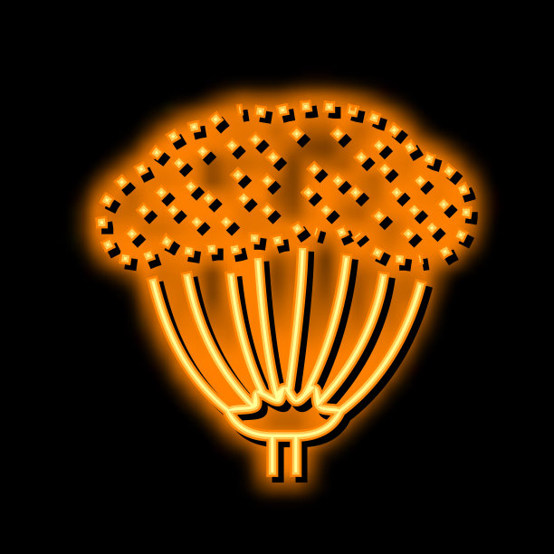 八角植物霓虹灯发光图标插图图片下载