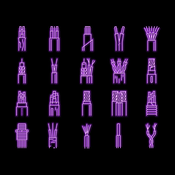 电线电缆技术连接霓虹灯发光图标说明图片下载