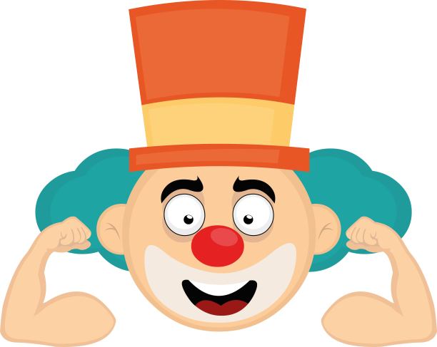 矢量头小丑二头肌图片下载