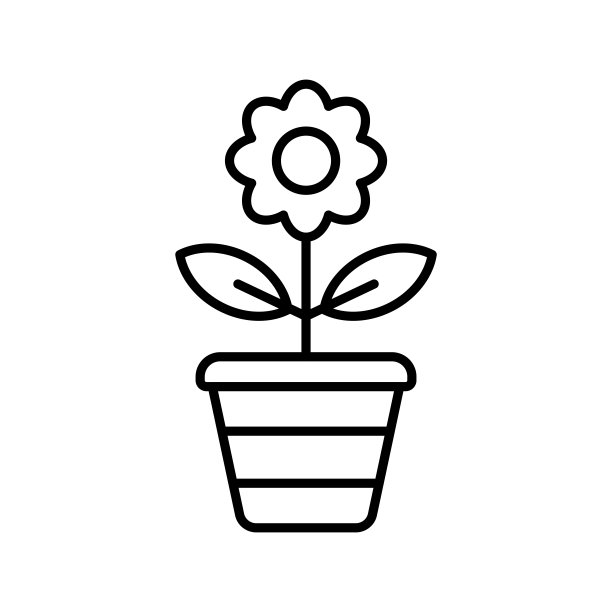 花盆花图标矢量设计模板简单而现代图片下载