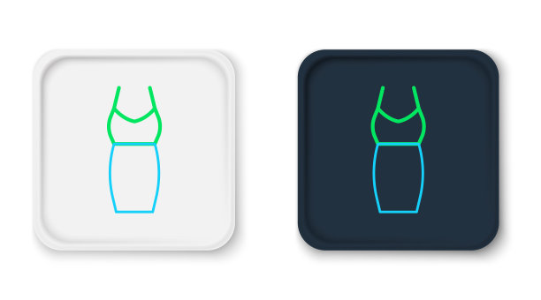 Line Woman连衣裙图标孤立在白色背景上。衣服的迹象。彩色轮廓概念。向量图片下载