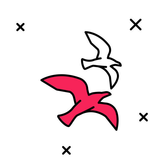 填充轮廓鸟海鸥图标孤立在白色背景。向量图片下载