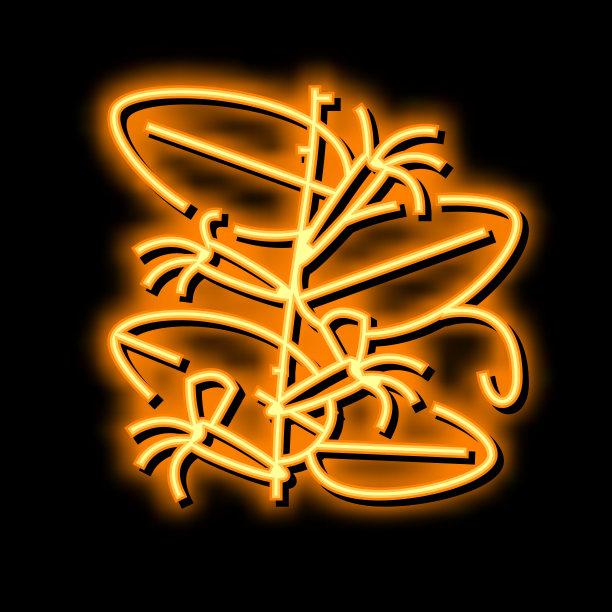 日本金银花霓虹灯发光图标插图图片下载