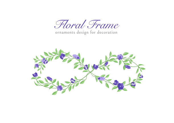 一套叶子与花卉装饰框架旗帜矢量收集图片下载