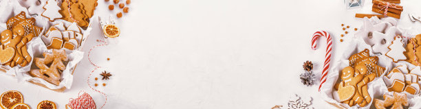 顶部的观点拆开圣诞礼物与糖果，横幅。圣诞庆祝概念与文本空间图片下载