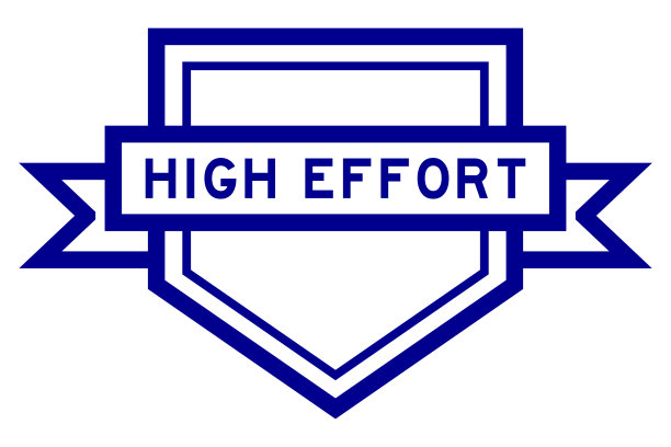 复古蓝色五边形标签旗帜与字高努力在白色背景图片下载