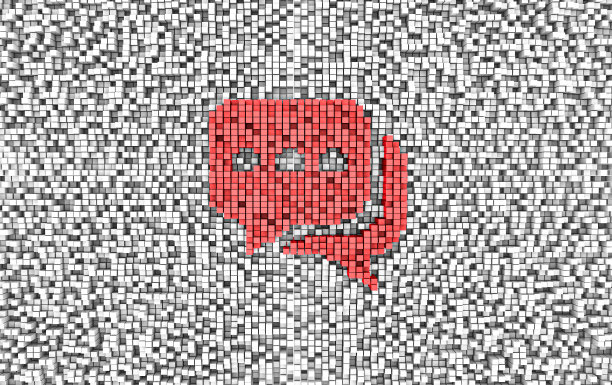 立方体形状上的语音气泡符号图片下载