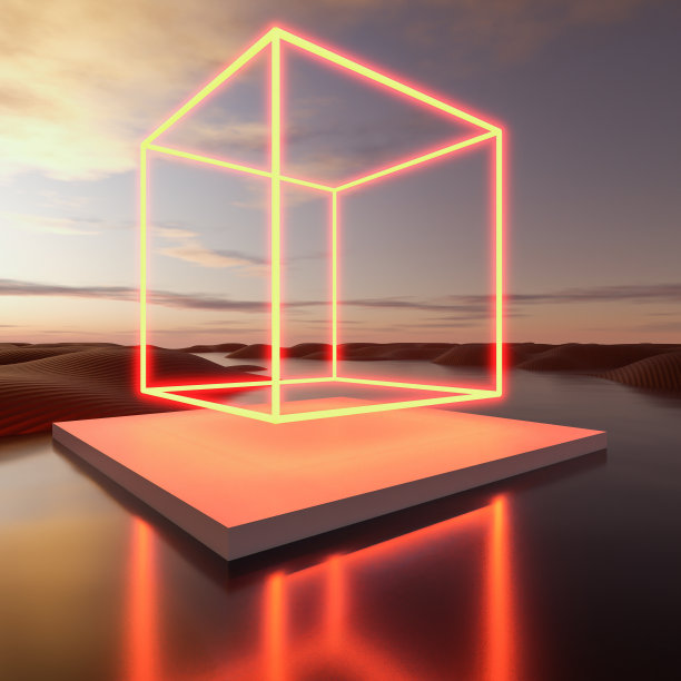 抽象的景观场景，产品展示的平台。3 d渲染。图片下载